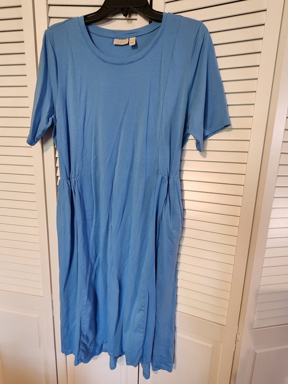 LOGO by Lori Goldstein Sky Blue Short-Sleeve Midi Dress